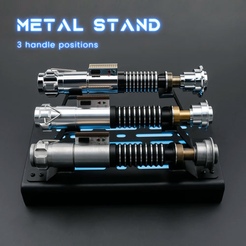 Lightsaber Metal Display Stand Metal Laser Sword Rack Hilt Shelf 3 Handle Positions Bottom Glowing Rechargeable Durable